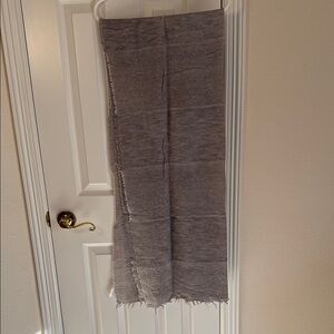 M.M. Lafleur tan/gray Fringed Scarf
